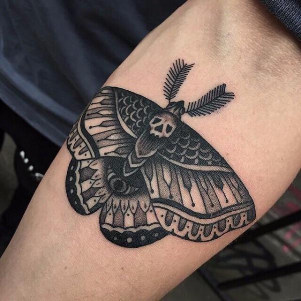 Arm Moth Tattoo by Cloak and Dagger Tattoo