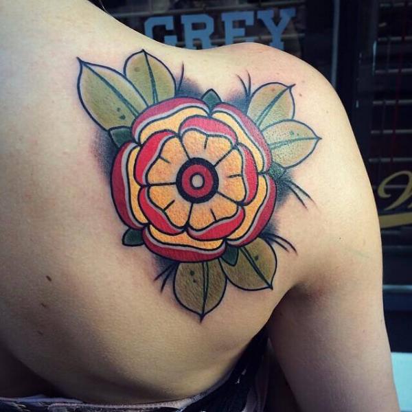 Flower Back Tattoo by Cloak and Dagger Tattoo