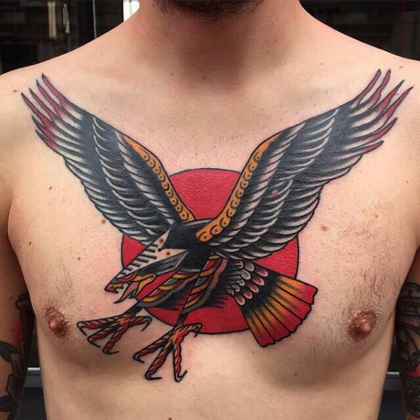 Chest Old School Eagle Tattoo by Cloak and Dagger Tattoo