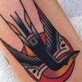 Old School Sparrow tattoo by Cloak and Dagger Tattoo