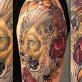 Shoulder Lion tattoo by Cloak and Dagger Tattoo