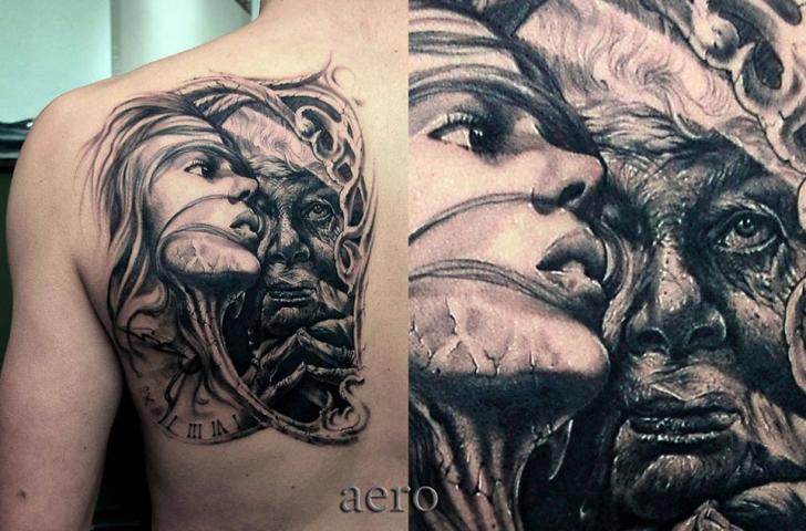 Tatuaggio Ritratti Schiena Donna di Aero & inkeaters
