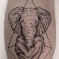 tatuaggio Braccio Elefante Dotwork di Marla Moon