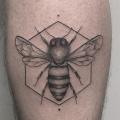 Arm Dotwork Bee tattoo by Marla Moon