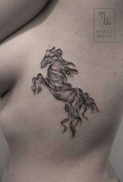 Side Dotwork Horse Tattoo by Marla Moon