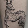 Dotwork Thigh Deer tattoo by Marla Moon