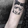 Arm Cat Dotwork tattoo by Zmierzloki tattoo