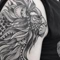 Shoulder Lion Dotwork tattoo by Zmierzloki tattoo