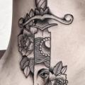 Side Dagger Dotwork tattoo by Zmierzloki tattoo
