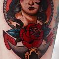 Old School Anchor Woman tattoo by Tattoo-77