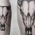 tatuaje Pierna Cráneo por Luciano Del Fabro