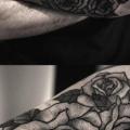 tatuaje Brazo Flor Dotwork Rosa por Luciano Del Fabro