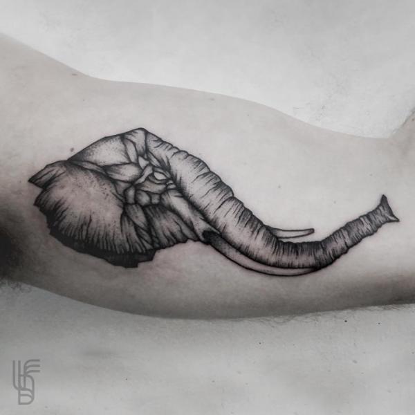 Tatuaggio Braccio Elefante di Luciano Del Fabro