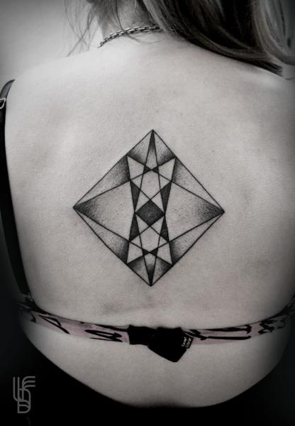 Back Dotwork Geometric Abstract Tattoo by Luciano Del Fabro