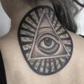 tatuaje Espalda Ojo Cuello Dios Triángulo por Nissaco