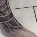 Foot Leg Dotwork tattoo by Nissaco