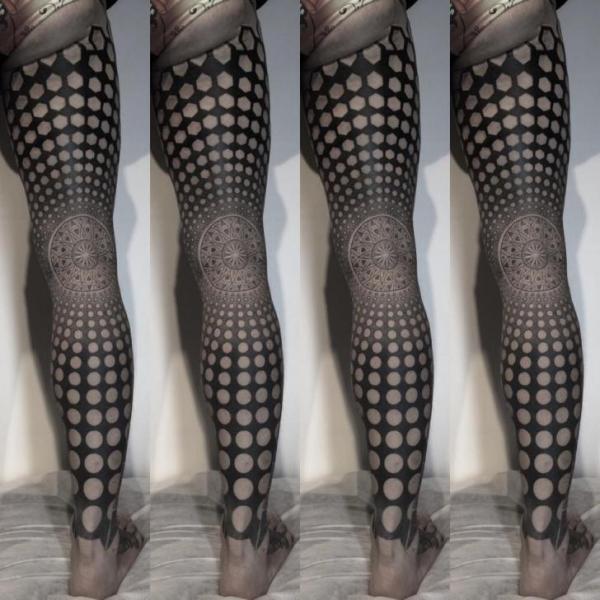 Leg Dotwork Geometric Tattoo by Nissaco