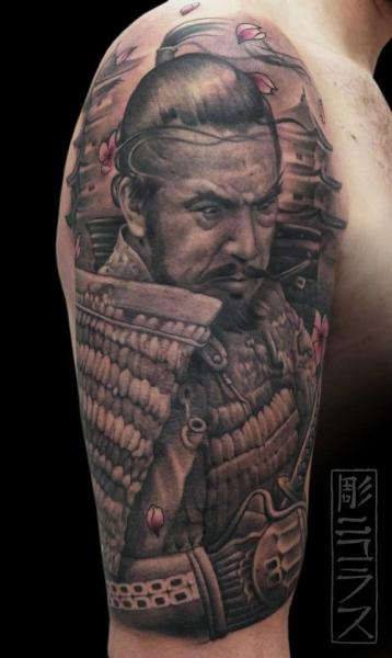 Shoulder Arm Realistic Samurai Tattoo by Nicklas Westin