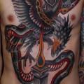 tatuaż Wąż Klatka piersiowa Old School Tygrys Brzuch przez California Electric Tattoo Parlour