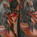 Schulter Old School Teufel Frau tattoo von California Electric Tattoo Parlour