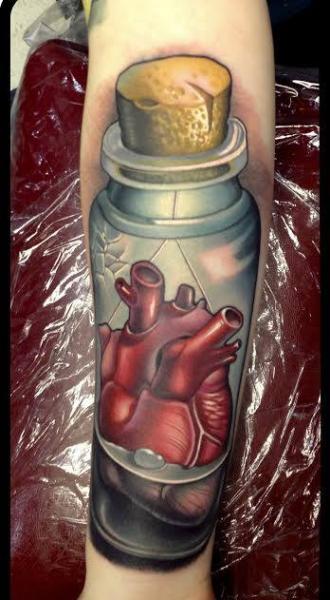 Arm Heart Bottle Tattoo by Niteowl Tattoo
