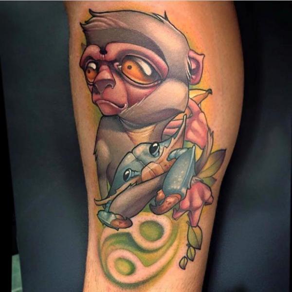 Tatuaggio Braccio Scimmia Granchio di Niteowl Tattoo