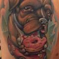 Hund Oberschenkel tattoo von Niteowl Tattoo