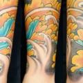 Arm Flower Japanese Wave tattoo by Sebaninho Tattoo