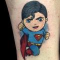 Ankle Character Superman tattoo by Alex Heart
