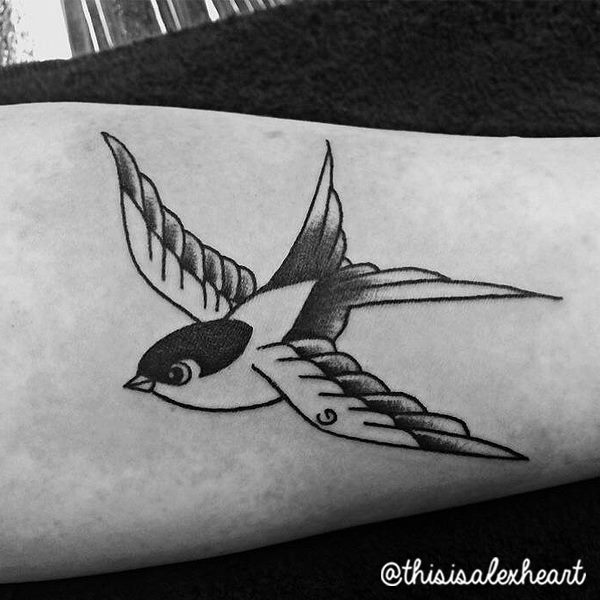 Arm Sparrow Tattoo by Alex Heart