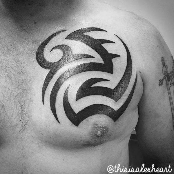 Chest Tribal Tattoo by Alex Heart