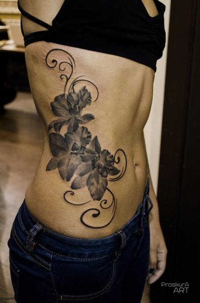 Flower Side Tattoo by Proskura Art