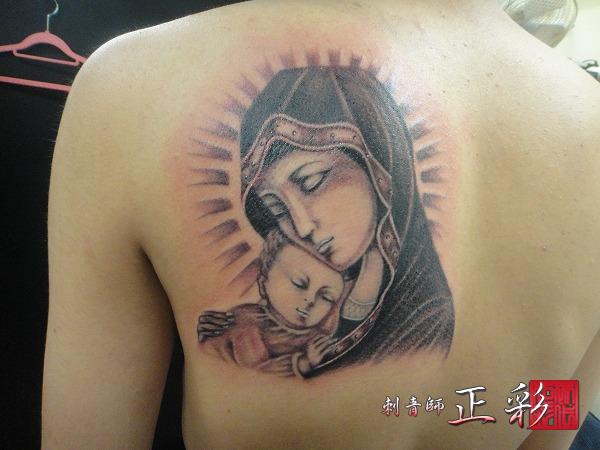 Back Religious Madonna Tattoo by Wabori