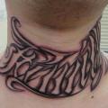 Lettering Neck tattoo by Wabori