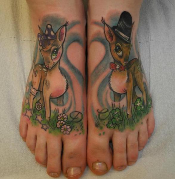 Tatouage Fantaisie Pied Bambi par Freibeuter Tattoo