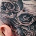 Totenkopf Kopf tattoo von Freibeuter Tattoo