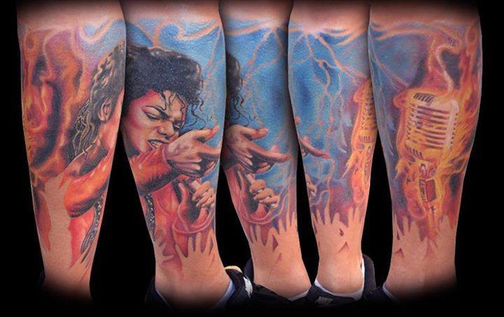 Tatuaggio Gamba Michael Jackson di El Loco Tattoo Lounge