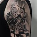 Shoulder Clown Chess tattoo by El Loco Tattoo Lounge