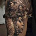 Shoulder Lion Woman tattoo by The Raw Canvas