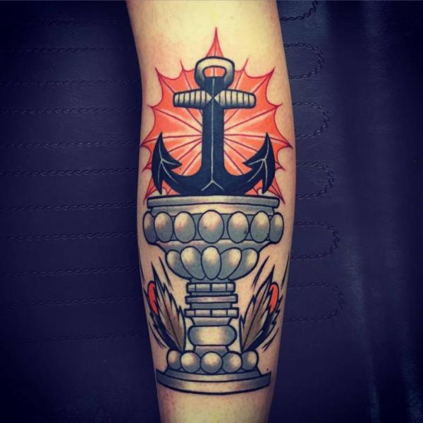Arm New School Anchor Cup Tattoo by Solid Heart Tattoo