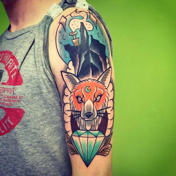 Arm Wolf Diamant Tattoo von Solid Heart Tattoo