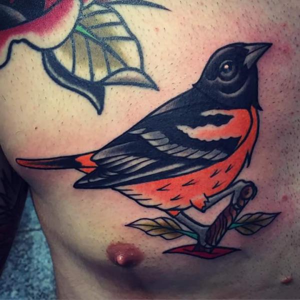 Chest Bird Tattoo by Solid Heart Tattoo