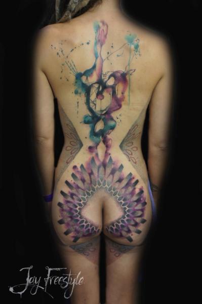 Back Butt Abstract Water Color Tattoo by Jay Freestyle