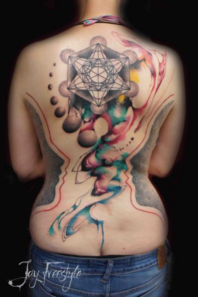 Back Abstract Water Color Tattoo by Jay Freestyle
