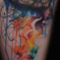 Leg Brain Water Color tattoo by Jay Freestyle