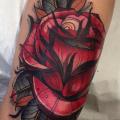 Arm New School Flower Rose tattoo by Blessed Tattoo