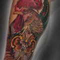 Leg Rooster tattoo by Blessed Tattoo