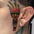 Old School Face Flame tattoo by Fontecha Iron
