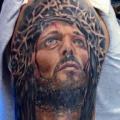 Shoulder Jesus Religious tattoo by Fontecha Iron