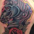 Horse Thigh tattoo by Fontecha Iron